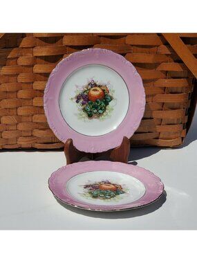 4 Royal Halsey Pink Ruffle Salad Plates Crafted In Japan Vintage Fine China 7.5"